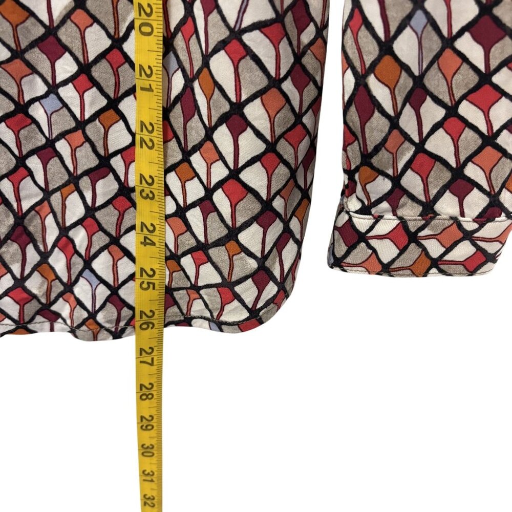 Nic+Zoe Womens Geometric Print Button-Up Shirt S Long Sleeve Cotton/Polyester Mu - Picture 7 of 11